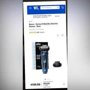 Braun Series 6 Wet/Dry Electric Shaver - Black and Blue from Best Buy by 199$